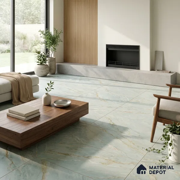 Marble Wall & Floor Tile TL 06192 Blue 4 ft x 2 ft Matte Finish Vitrified Tile - 8.5 mm | 7 Random Designs | Suitable For Living Room, Bedroom, Kitchen