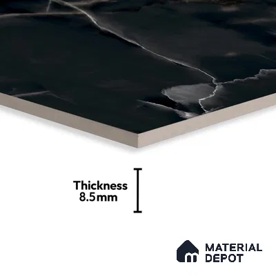 Marble Wall & Floor Tile TL 06193 Black 4 ft x 2 ft Matte Finish Vitrified Tile - 8.5 mm | 7 Random Designs | Suitable For Living Room, Bedroom, Kitchen