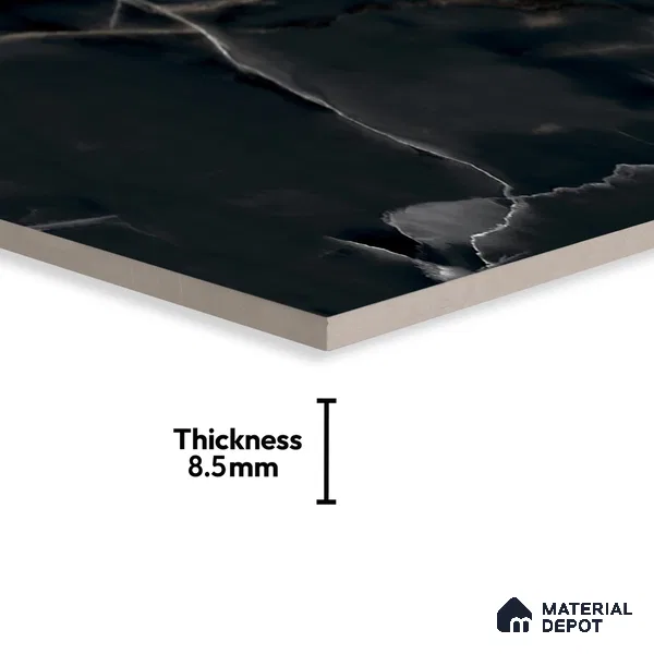 Marble Wall & Floor Tile TL 06193 Black 4 ft x 2 ft Matte Finish Vitrified Tile - 8.5 mm | 7 Random Designs | Suitable For Living Room, Bedroom, Kitchen