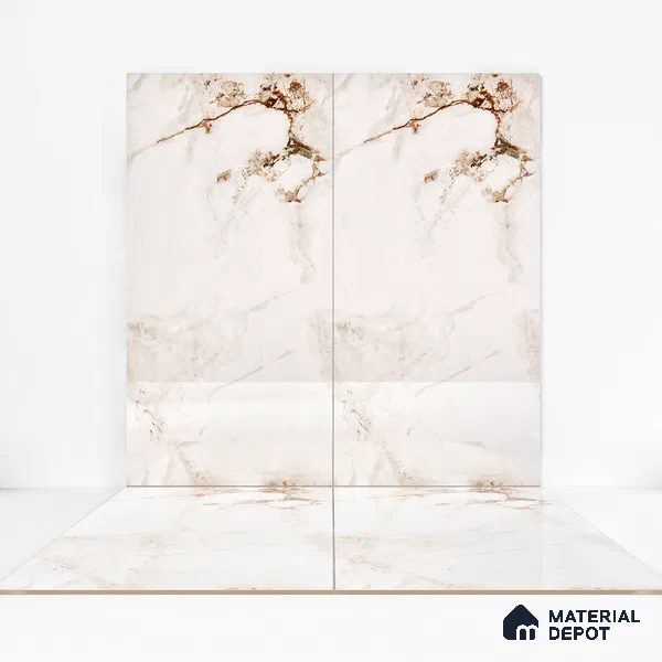 Marble Endless Wall & Floor Tile TL 06194 Arctic Radiance 4 ft x 2 ft Glossy Finish Vitrified Tile - 9 mm | 4 Random Designs | Suitable For Living Room, Bedroom, Dining