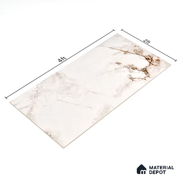 Marble Endless Wall & Floor Tile TL 06194 Arctic Radiance 4 ft x 2 ft Glossy Finish Vitrified Tile - 9 mm | 4 Random Designs | Suitable For Living Room, Bedroom, Dining