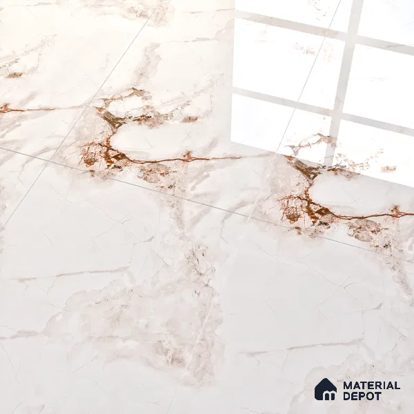 Marble Endless Wall & Floor Tile TL 06194 Arctic Radiance 4 ft x 2 ft Glossy Finish Vitrified Tile - 9 mm | 4 Random Designs | Suitable For Living Room, Bedroom, Dining