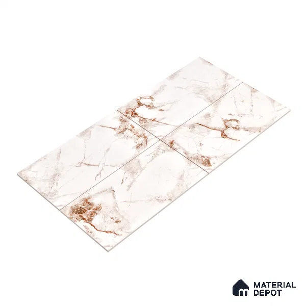 Marble Endless Wall & Floor Tile TL 06194 Arctic Radiance 4 ft x 2 ft Glossy Finish Vitrified Tile - 9 mm | 4 Random Designs | Suitable For Living Room, Bedroom, Dining