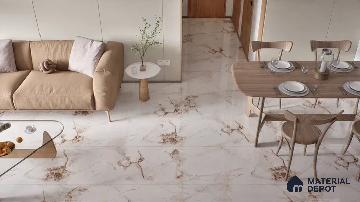 Marble Endless Wall & Floor Tile TL 06194 Arctic Radiance 4 ft x 2 ft Glossy Finish Vitrified Tile - 9 mm | 4 Random Designs | Suitable For Living Room, Bedroom, Dining