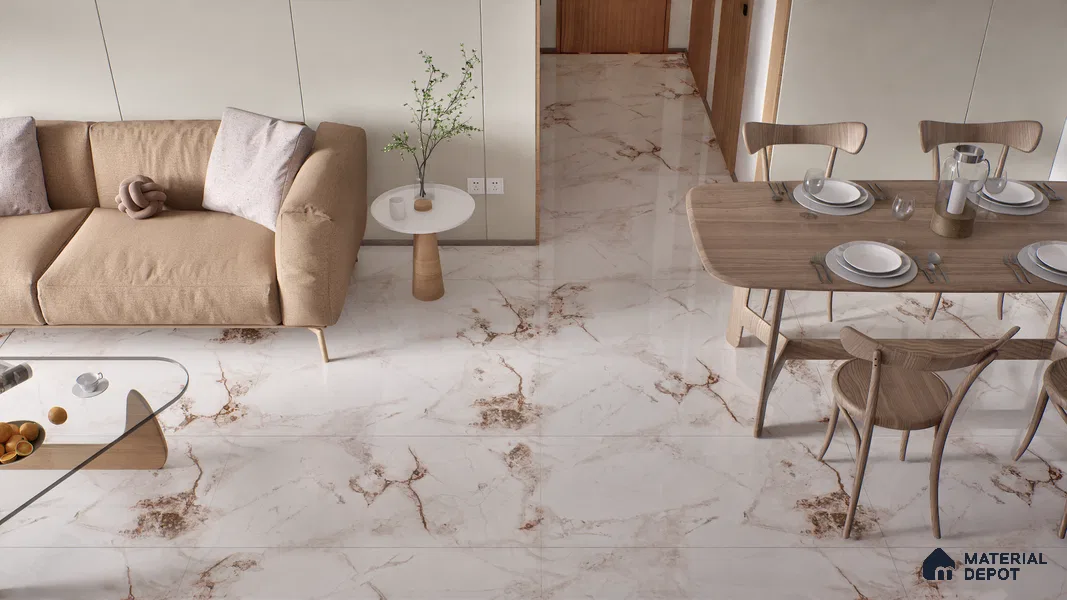 Marble Endless Wall & Floor Tile TL 06194 Arctic Radiance 4 ft x 2 ft Glossy Finish Vitrified Tile - 9 mm | 4 Random Designs | Suitable For Living Room, Bedroom, Dining