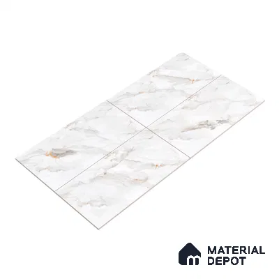 Marble Endless Calacatta Wall & Floor Tile TL 06198 Pearl White 4 ft x 2 ft Glossy Finish Vitrified Tile - 9 mm | 4 Random Designs | Suitable For Living Room, Bedroom, Dining