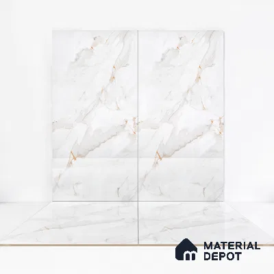 Marble Endless Calacatta Wall & Floor Tile TL 06198 Pearl White 4 ft x 2 ft Glossy Finish Vitrified Tile - 9 mm | 4 Random Designs | Suitable For Living Room, Bedroom, Dining