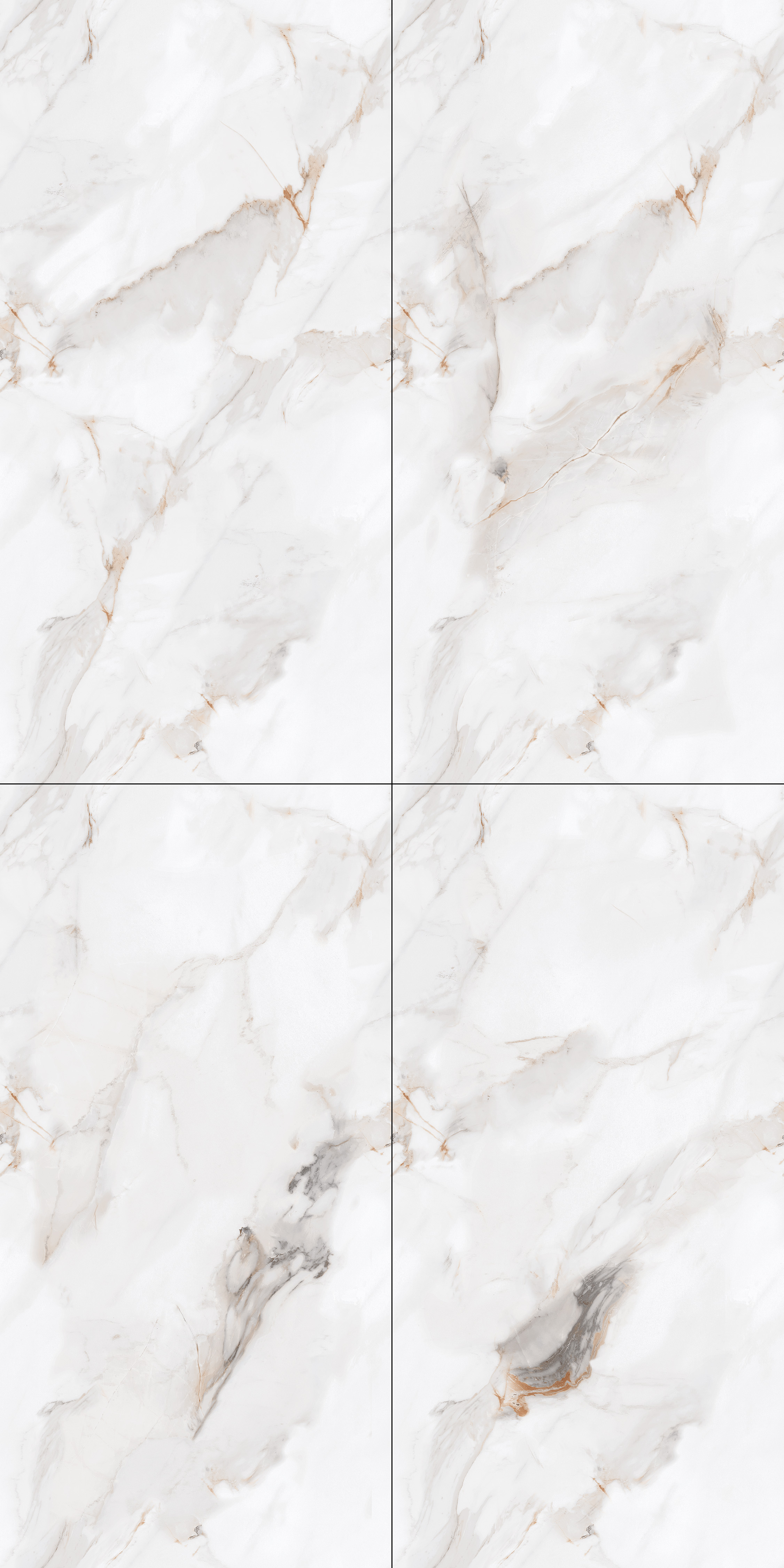 Marble Endless Calacatta Wall & Floor Tile TL 06198 Pearl White 4 ft x 2 ft Glossy Finish Vitrified Tile - 9 mm | 4 Random Designs | Suitable For Living Room, Bedroom, Dining