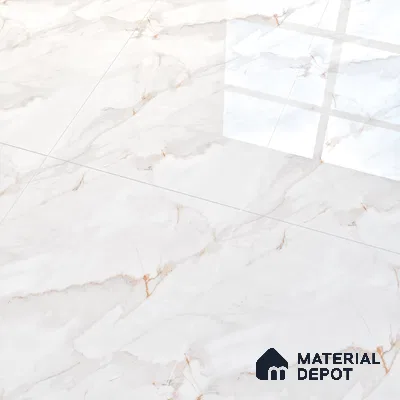 Marble Endless Calacatta Wall & Floor Tile TL 06198 Pearl White 4 ft x 2 ft Glossy Finish Vitrified Tile - 9 mm | 4 Random Designs | Suitable For Living Room, Bedroom, Dining