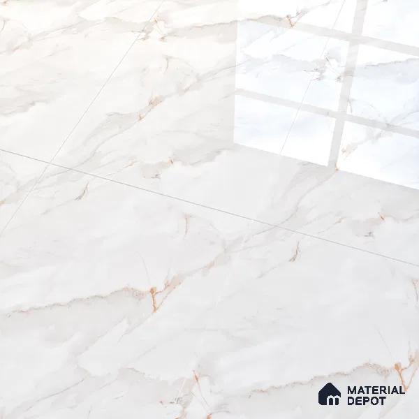 Marble Endless Calacatta Wall & Floor Tile TL 06198 Pearl White 4 ft x 2 ft Glossy Finish Vitrified Tile - 9 mm | 4 Random Designs | Suitable For Living Room, Bedroom, Dining