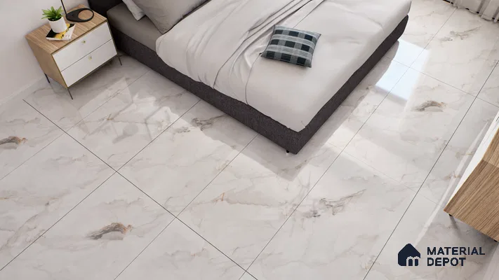 Marble Endless Calacatta Wall & Floor Tile TL 06198 Pearl White 4 ft x 2 ft Glossy Finish Vitrified Tile - 9 mm | 4 Random Designs | Suitable For Living Room, Bedroom, Dining