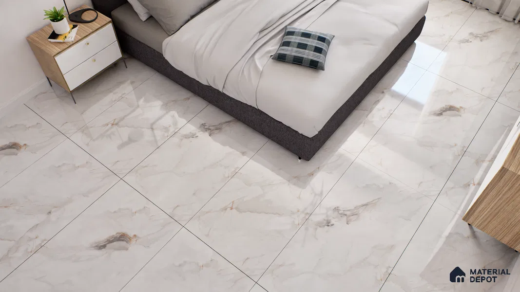Marble Endless Calacatta Wall & Floor Tile TL 06198 Pearl White 4 ft x 2 ft Glossy Finish Vitrified Tile - 9 mm | 4 Random Designs | Suitable For Living Room, Bedroom, Dining