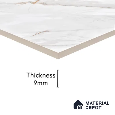 Marble Endless Calacatta Wall & Floor Tile TL 06198 Pearl White 4 ft x 2 ft Glossy Finish Vitrified Tile - 9 mm | 4 Random Designs | Suitable For Living Room, Bedroom, Dining