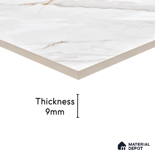 Marble Endless Calacatta Wall & Floor Tile TL 06198 Pearl White 4 ft x 2 ft Glossy Finish Vitrified Tile - 9 mm | 4 Random Designs | Suitable For Living Room, Bedroom, Dining