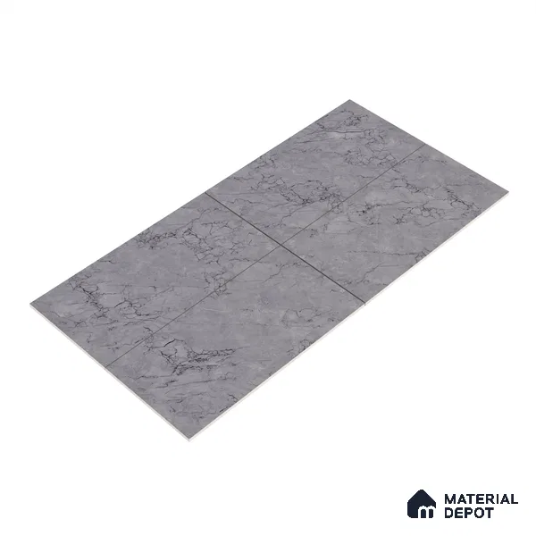 Marble Endless Tundra Grey Wall & Floor Tile TL 06201 B Stone Grey 4 ft x 2 ft Glossy Finish Vitrified Tile - 9 mm | 4 Random Designs | Suitable For Living Room, Bedroom, Dining
