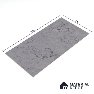 Marble Endless Tundra Grey Wall & Floor Tile TL 06201 B Stone Grey 4 ft x 2 ft Glossy Finish Vitrified Tile - 9 mm | 4 Random Designs | Suitable For Living Room, Bedroom, Dining