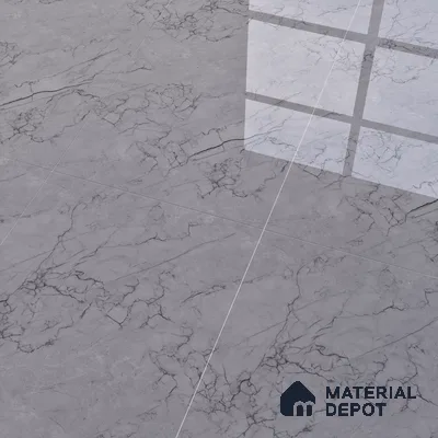 Marble Endless Tundra Grey Wall & Floor Tile TL 06201 B Stone Grey 4 ft x 2 ft Glossy Finish Vitrified Tile - 9 mm | 4 Random Designs | Suitable For Living Room, Bedroom, Dining