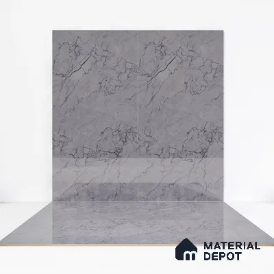 Marble Endless Tundra Grey Wall & Floor Tile TL 06201 B Stone Grey 4 ft x 2 ft Glossy Finish Vitrified Tile - 9 mm | 4 Random Designs | Suitable For Living Room, Bedroom, Dining