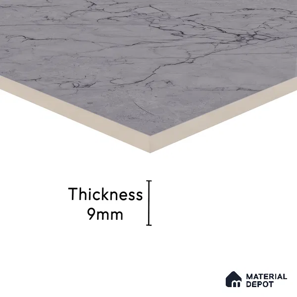 Marble Endless Tundra Grey Wall & Floor Tile TL 06201 B Stone Grey 4 ft x 2 ft Glossy Finish Vitrified Tile - 9 mm | 4 Random Designs | Suitable For Living Room, Bedroom, Dining
