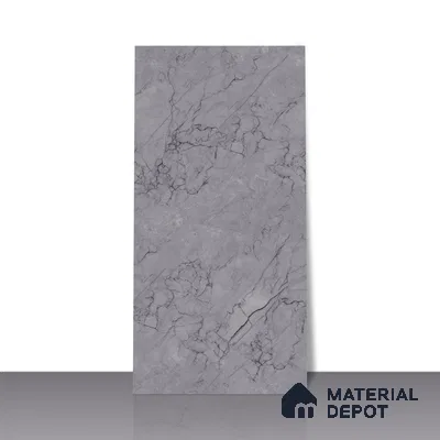 Marble Endless Tundra Grey Wall & Floor Tile TL 06201 B Stone Grey 4 ft x 2 ft Glossy Finish Vitrified Tile - 9 mm | 4 Random Designs | Suitable For Living Room, Bedroom, Dining