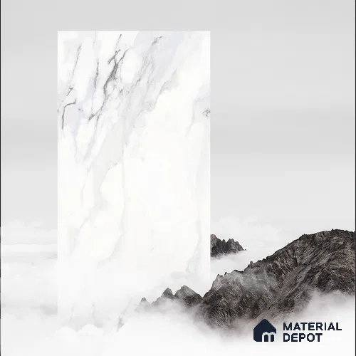 Marble Look Wall & Floor Tile TL 06202 Lumina Ice Lagoon 4 ft x 2 ft Vitrified Glossy Finish - 9 mm (Random Design 4) | Suitable for Living Room, Bedroom, Bathroom & Kitchen