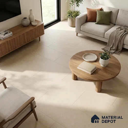 Cement Wall & Floor Tile TL 06203 Camel Beige 4 ft x 2 ft Matte Finish Vitrified Tile - 9 mm | 4 Random Design | Suitable For Living Room, Hall, Bedroom