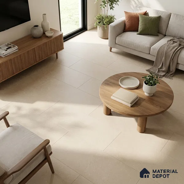 Cement Wall & Floor Tile TL 06203 Camel Beige 4 ft x 2 ft Matte Finish Vitrified Tile - 9 mm | 4 Random Design | Suitable For Living Room, Hall, Bedroom