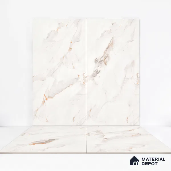 Marble Endless Calacatta Wall & Floor Tile TL 06208 Off-White 4 ft x 2 ft Matte Finish Vitrified Tile - 9 mm | 4 Random Designs | Suitable For Living Room, Bedroom, Kitchen
