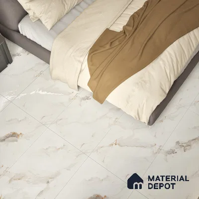Marble Endless Calacatta Wall & Floor Tile TL 06208 Off-White 4 ft x 2 ft Matte Finish Vitrified Tile - 9 mm | 4 Random Designs | Suitable For Living Room, Bedroom, Kitchen