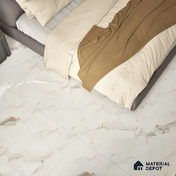 Marble Endless Calacatta Wall & Floor Tile TL 06208 Off-White 4 ft x 2 ft Matte Finish Vitrified Tile - 9 mm | 4 Random Designs | Suitable For Living Room, Bedroom, Kitchen