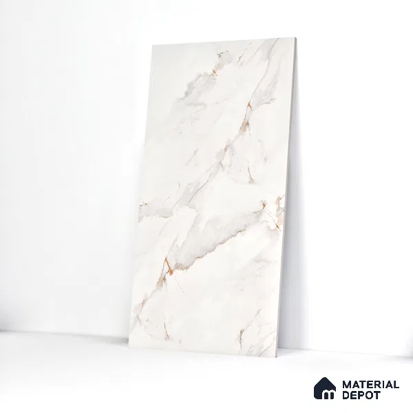Marble Endless Calacatta Wall & Floor Tile TL 06208 Off-White 4 ft x 2 ft Matte Finish Vitrified Tile - 9 mm | 4 Random Designs | Suitable For Living Room, Bedroom, Kitchen