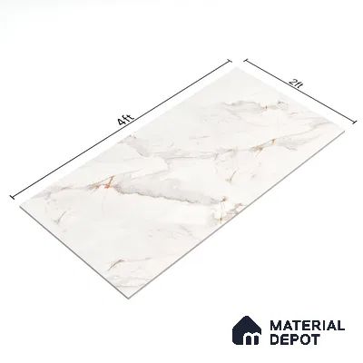 Marble Endless Calacatta Wall & Floor Tile TL 06208 Off-White 4 ft x 2 ft Matte Finish Vitrified Tile - 9 mm | 4 Random Designs | Suitable For Living Room, Bedroom, Kitchen
