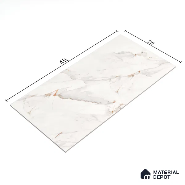 Marble Endless Calacatta Wall & Floor Tile TL 06208 Off-White 4 ft x 2 ft Matte Finish Vitrified Tile - 9 mm | 4 Random Designs | Suitable For Living Room, Bedroom, Kitchen