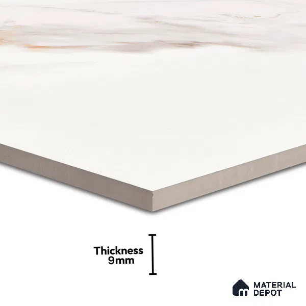 Marble Endless Calacatta Wall & Floor Tile TL 06208 Off-White 4 ft x 2 ft Matte Finish Vitrified Tile - 9 mm | 4 Random Designs | Suitable For Living Room, Bedroom, Kitchen