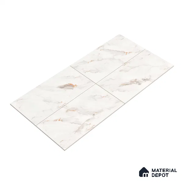 Marble Endless Calacatta Wall & Floor Tile TL 06208 Off-White 4 ft x 2 ft Matte Finish Vitrified Tile - 9 mm | 4 Random Designs | Suitable For Living Room, Bedroom, Kitchen