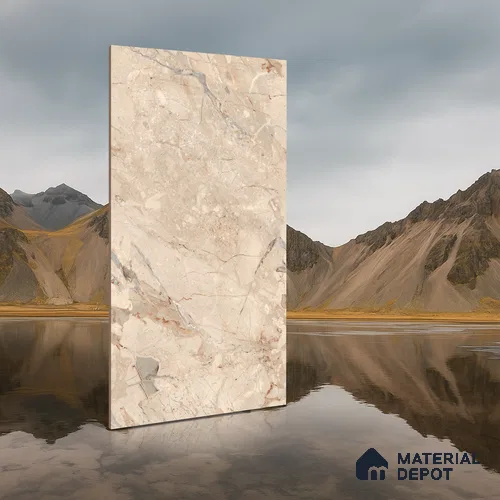 Marble Endless Breccia Oniciata Wall & Floor Tile TL 06209 Sand Beige 4 ft x 2 ft Matte Finish Vitrified Tile - 9 mm | 4 Random Designs | Suitable For Living Room, Bedroom, Kitchen