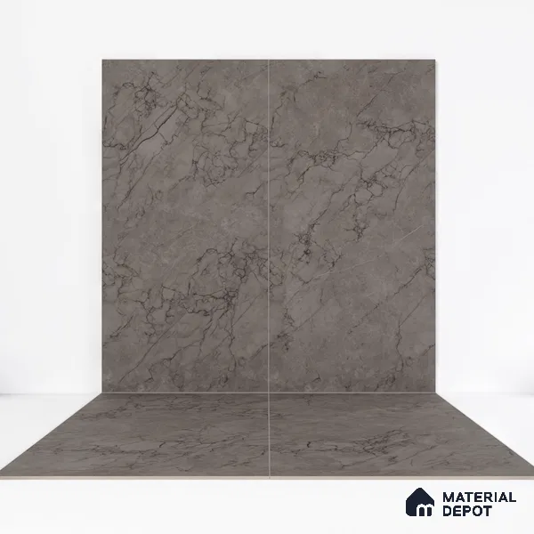 Marble Endless Tundra Grey Wall & Floor Tile TL 06210 B Steel Grey 4 ft x 2 ft Matte Finish Vitrified Tile - 9 mm | 4 Random Designs | Suitable For Living Room, Bedroom, Kitchen