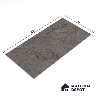 Marble Endless Tundra Grey Wall & Floor Tile TL 06210 B Steel Grey 4 ft x 2 ft Matte Finish Vitrified Tile - 9 mm | 4 Random Designs | Suitable For Living Room, Bedroom, Kitchen