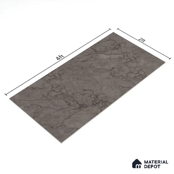 Marble Endless Tundra Grey Wall & Floor Tile TL 06210 B Steel Grey 4 ft x 2 ft Matte Finish Vitrified Tile - 9 mm | 4 Random Designs | Suitable For Living Room, Bedroom, Kitchen