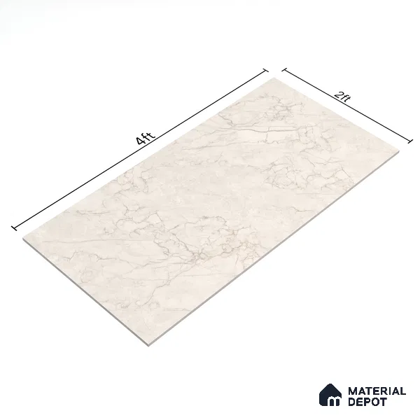 Marble Endless Bianco Lasa Wall & Floor Tile TL 06210 Antique Ivory 4 ft x 2 ft Matte Finish Vitrified Tile - 9 mm | 4 Random Designs | Suitable For Living Room, Bedroom, Kitchen