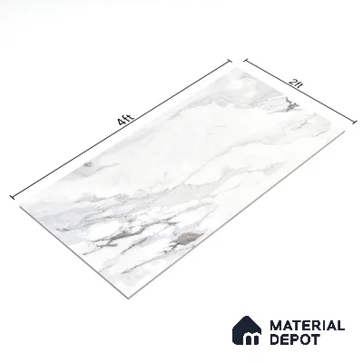 Marble Endless Statuario Wall & Floor Tile TL 06211 Cool White 4 ft x 2 ft Matte Finish Vitrified Tile - 9 mm | 4 Random Designs | Suitable For Living Room, Bedroom, Kitchen