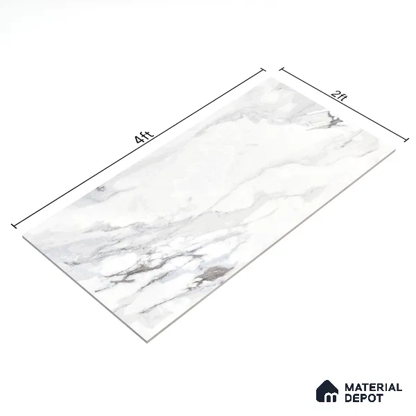 Marble Endless Statuario Wall & Floor Tile TL 06211 Cool White 4 ft x 2 ft Matte Finish Vitrified Tile - 9 mm | 4 Random Designs | Suitable For Living Room, Bedroom, Kitchen