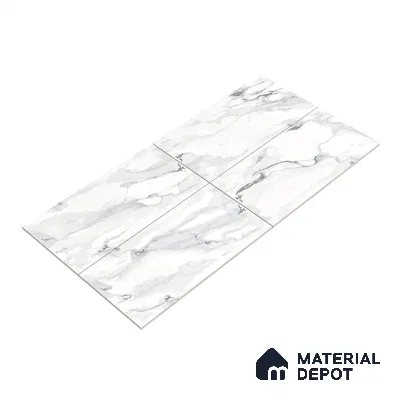 Marble Endless Statuario Wall & Floor Tile TL 06211 Cool White 4 ft x 2 ft Matte Finish Vitrified Tile - 9 mm | 4 Random Designs | Suitable For Living Room, Bedroom, Kitchen