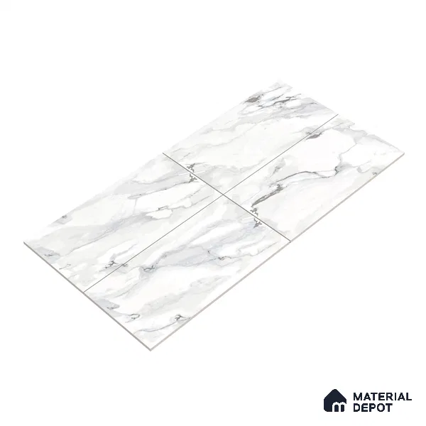 Marble Endless Statuario Wall & Floor Tile TL 06211 Cool White 4 ft x 2 ft Matte Finish Vitrified Tile - 9 mm | 4 Random Designs | Suitable For Living Room, Bedroom, Kitchen