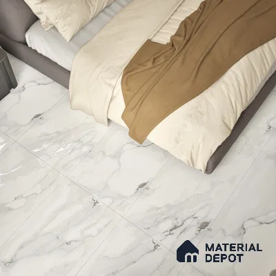 Marble Endless Statuario Wall & Floor Tile TL 06211 Cool White 4 ft x 2 ft Matte Finish Vitrified Tile - 9 mm | 4 Random Designs | Suitable For Living Room, Bedroom, Kitchen