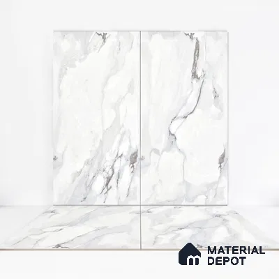Marble Endless Statuario Wall & Floor Tile TL 06211 Cool White 4 ft x 2 ft Matte Finish Vitrified Tile - 9 mm | 4 Random Designs | Suitable For Living Room, Bedroom, Kitchen