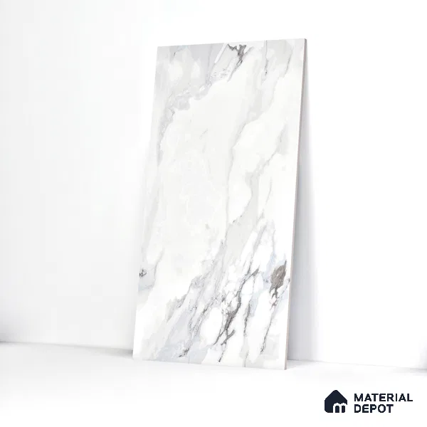 Marble Endless Statuario Wall & Floor Tile TL 06211 Cool White 4 ft x 2 ft Matte Finish Vitrified Tile - 9 mm | 4 Random Designs | Suitable For Living Room, Bedroom, Kitchen