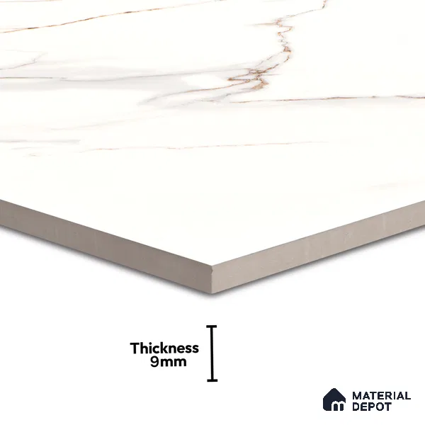 Marble Calacatta Wall & Floor Tile TL 06213 Warm White 4 ft x 2 ft Matte Finish Vitrified Tile - 9 mm | 4 Random Designs | Suitable For Living Room, Bedroom, Kitchen