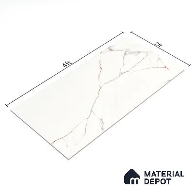 Marble Calacatta Wall & Floor Tile TL 06213 Warm White 4 ft x 2 ft Matte Finish Vitrified Tile - 9 mm | 4 Random Designs | Suitable For Living Room, Bedroom, Kitchen