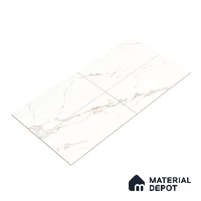 Marble Calacatta Wall & Floor Tile TL 06213 Warm White 4 ft x 2 ft Matte Finish Vitrified Tile - 9 mm | 4 Random Designs | Suitable For Living Room, Bedroom, Kitchen